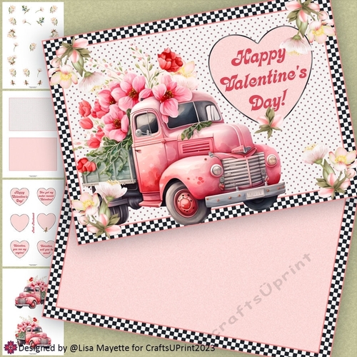 Pink Pickup Truck Valentine Card Making Kit