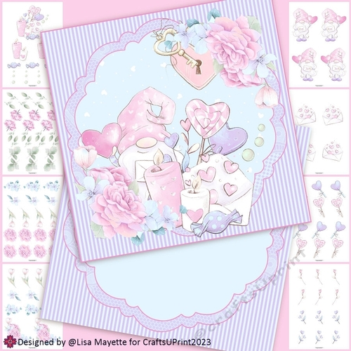Pastel Gnome Gifts Valentine Shaped Card Making Kit