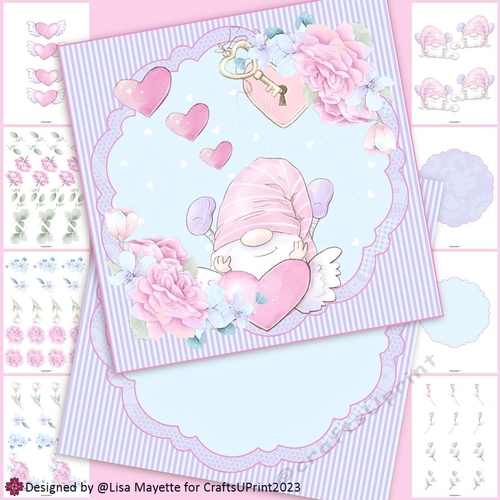 Daydreaming Pastel Gnome Gifts Valentine Shaped Card Making Kit