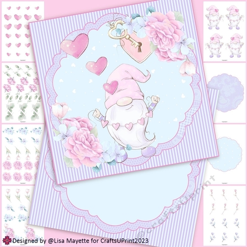 Heatrfilled Pastel Gnome Gifts Valentine Shaped Card Making Kit