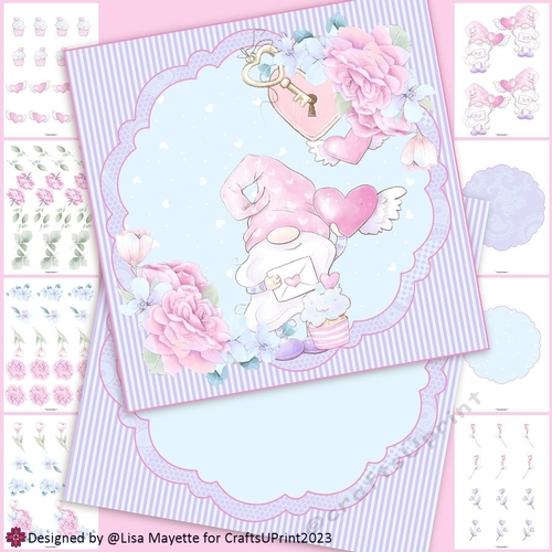Pastel Gnome Love Letter Valentine Shaped Card Making Kit