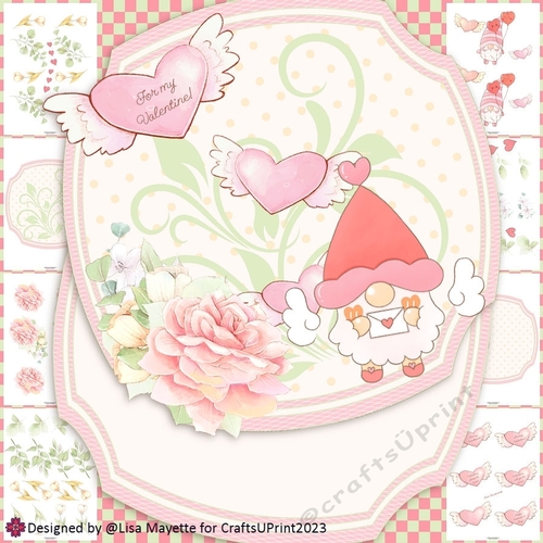 Cozy Gnome Winged Messenger Valentine Shaped Card Making Kit