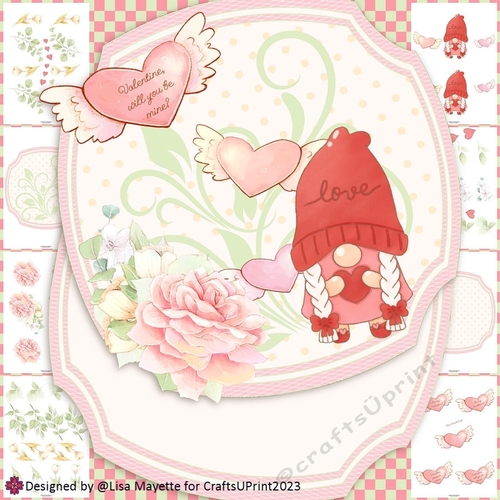 Cozy Love Gnome Valentine Shaped Card Making Kit