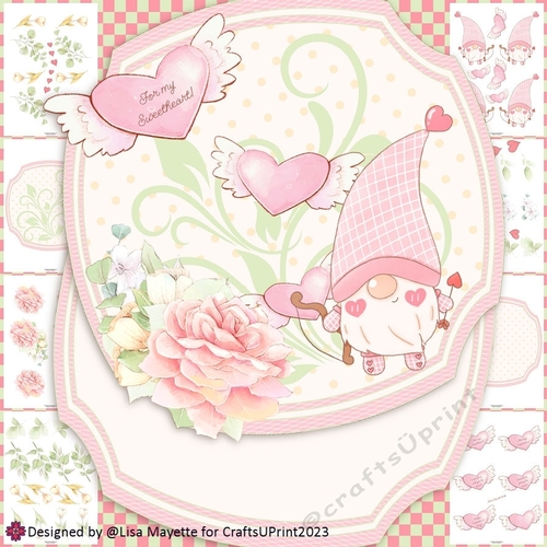 Cozy Cupid Gnome Valentine Shaped Card Making Kit