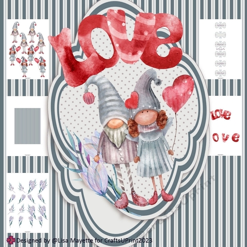 Sweet Valentine Gnome Couple Shaped Card Making Kit
