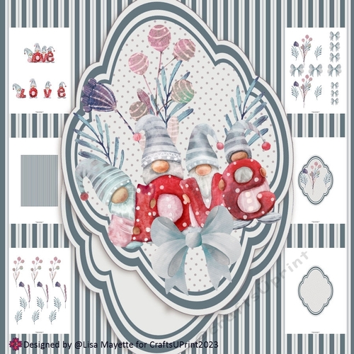 Sweet Valentine Love Gnomes Shaped Card Making Kit