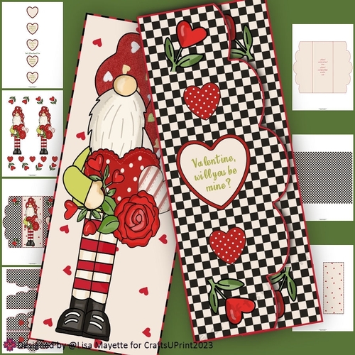 Treetop Gnome Hearts & Roses Gatefold Card Making Making Kit