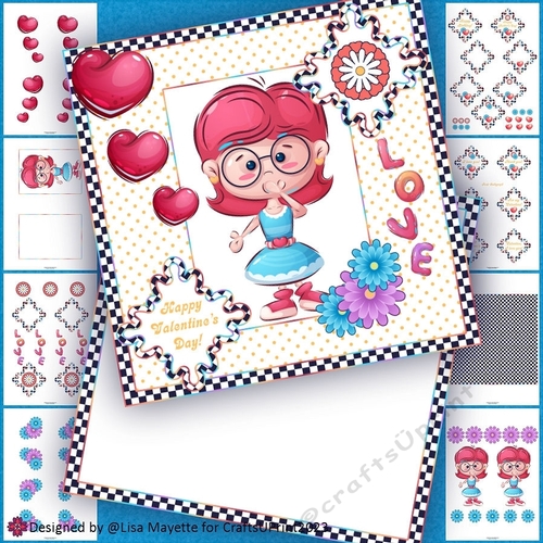 Cute Girl Valentine Card Making Kit