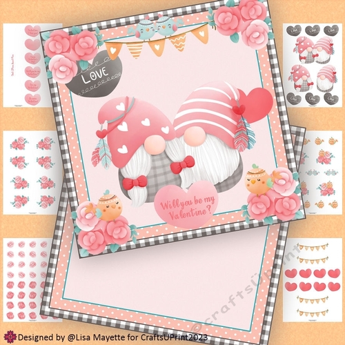 Gray Boho Love Gnomes Valentine Card Making Kit
