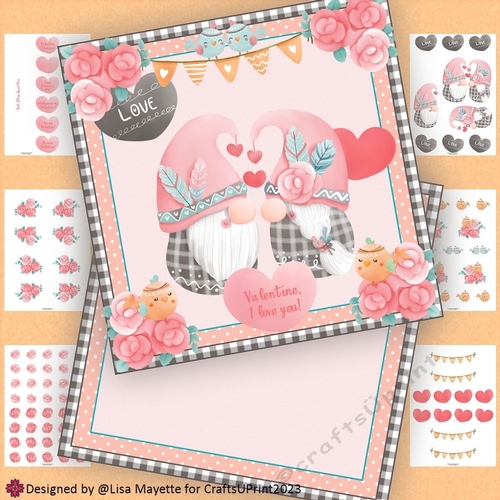 Boho Kissing Love Gnomes Valentine Card Making Kit