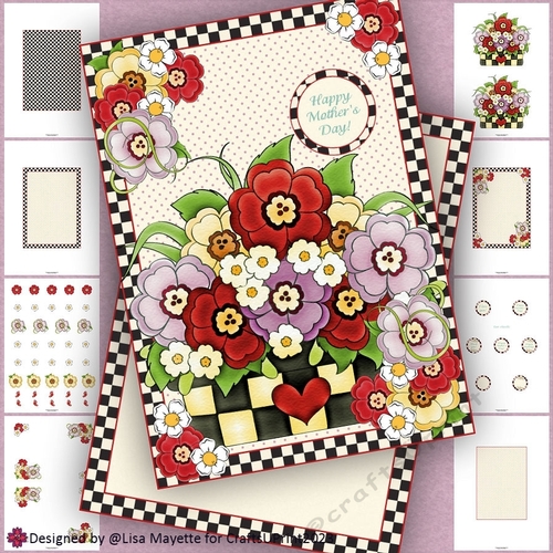 Country Flower Basket Valentine Card Making Kit