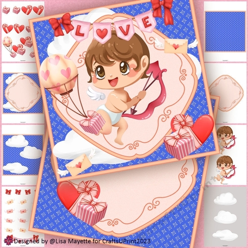 Flying Cute Cupid Valentine Shaped Card Making Kit