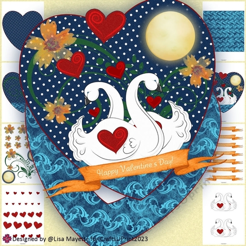 Swans in Love Valentine Heart Shaped Card Making Kit