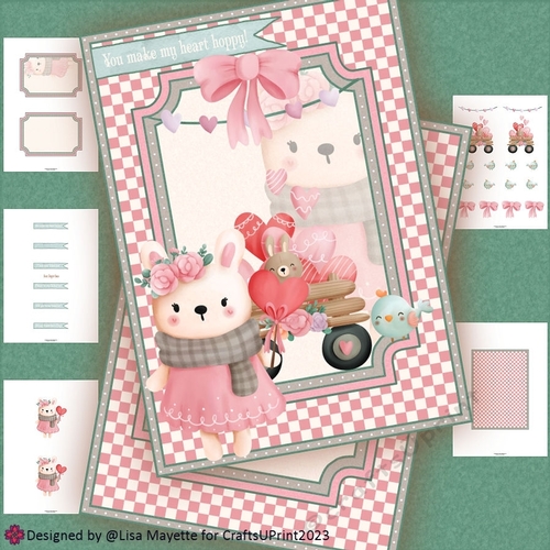 Bunny Love Valentine Shaped Card Making Kit