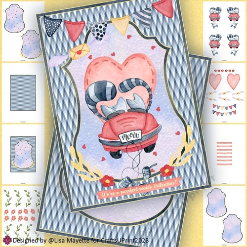 Just Married Cats Valentine Shaped Card Making Kit
