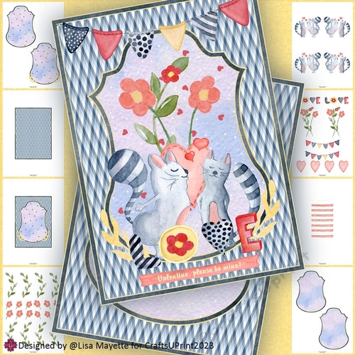 Kissing Cats Valentine Shaped Card Making Kit