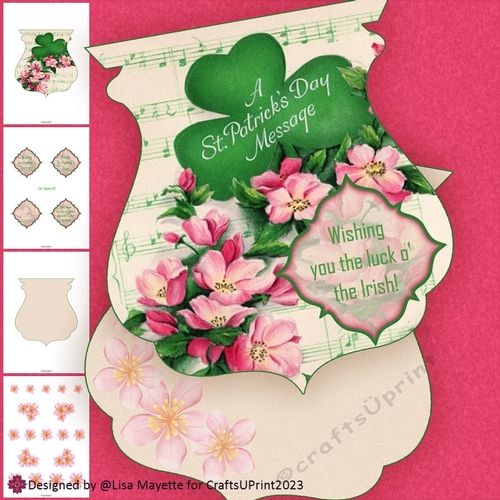 Vintage St. Patricks Day Quatrefoil Shaped Card Making Kit