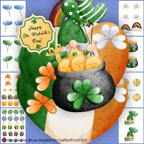 Leprechauns Gold Gnome Lass St. Patricks Day Shaped Card Making Kit