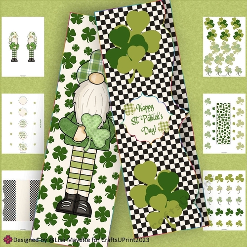Tree Top Gingham Leprechaun Gnome St. Patricks Day Gatefold Card Making Kit