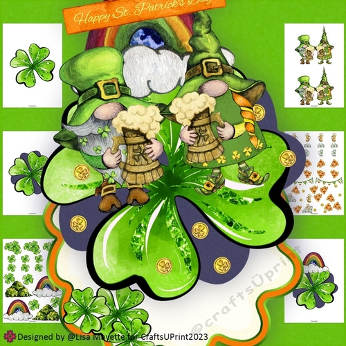 Lucky Gnome Couple St. Patricks Day Shaped Card Making Kit