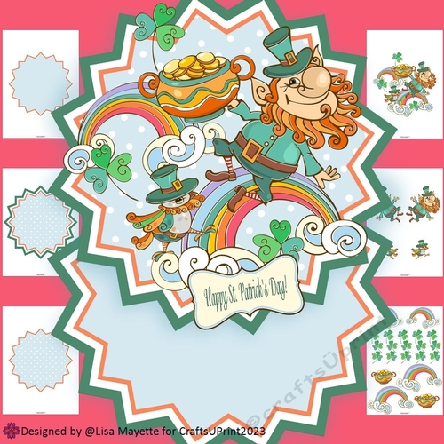 Whimsical St. Patricks Day Leprechaun & Bird Shaped Card Making Kit