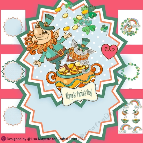 Whimsical St. Patricks Day Leprechaun & Cat Shaped Card Making Kit