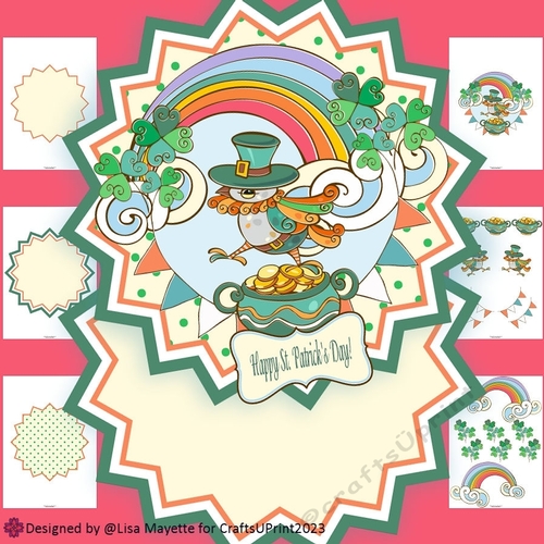 Whimsical St. Patricks Day Bird Shaped Card Making Kit