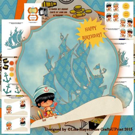Surfer Sailor Boy Beach Pirate in Blue Card Making Kit