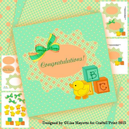 Peach, Green & Yellow New Baby Card Making Kit