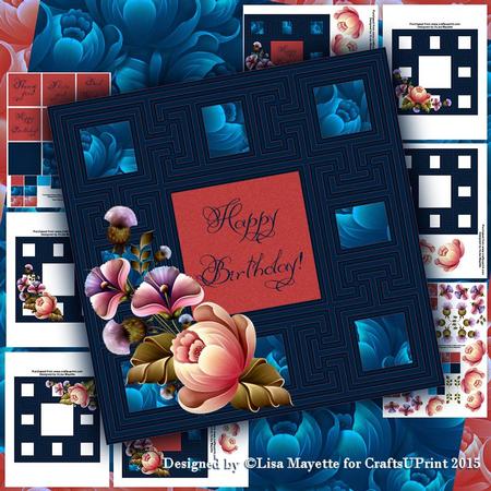 Greek Peonies in Blue Card Making Kit