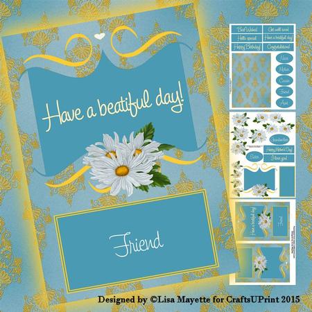 Damask Style Brocade Mums Decoupage Card Making Mini Kit