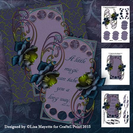 Art Nouveau November Rose Decoupage Card Making Mini Kit