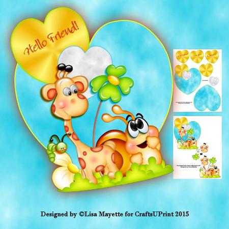 Shaped Giraffe, Snail & Inch Worm Decoupage Card Making Kit