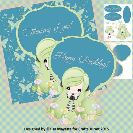 Gingham Faery Qua-trefoil Shaped Decoupage Mini Kit