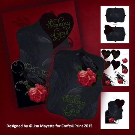 Gothic Ravens & Roses Shaped Decoupage Card Making Mini Kit