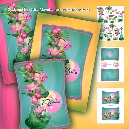 Genie Bottle Shaped Decoupage Lotus Yin Yang Card Mini Kit