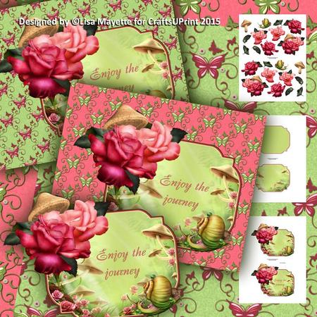 Magical Garden Mushrooms, Roses & Snail Decoupage Mini Kit