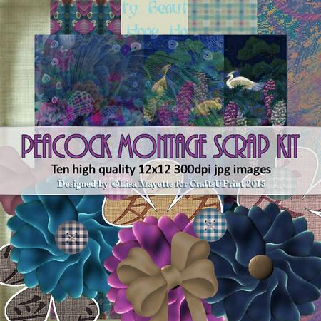 Peacock Montage Scrapbooking Kit