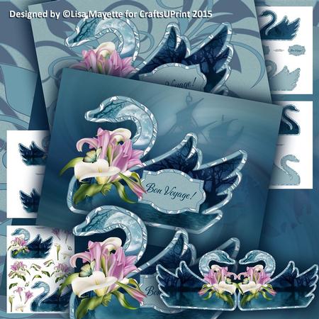Shaped Moonlight Swan Decoupage Card Mini Kit