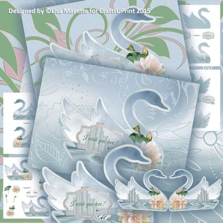 Shaped Royal Swan Decoupage Card Mini Kit
