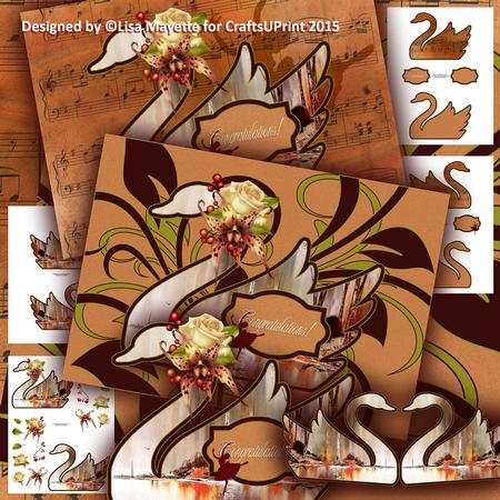 Shaped Swan Lake Decoupage Card Mini Kit