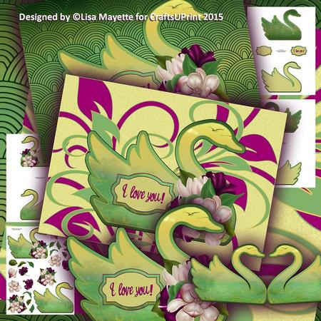 Shaped Meadow Swan Decoupage Card Mini Kit