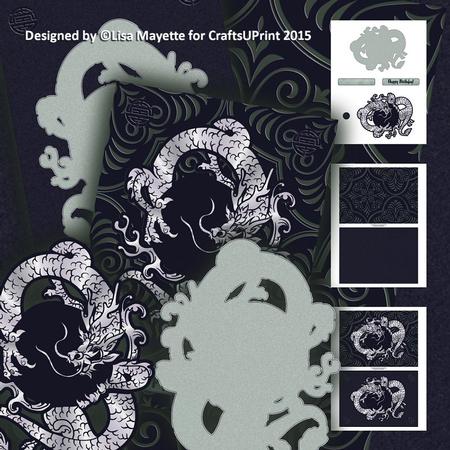 Shaped Silver Dragon Longevity Decoupage Mini Kit