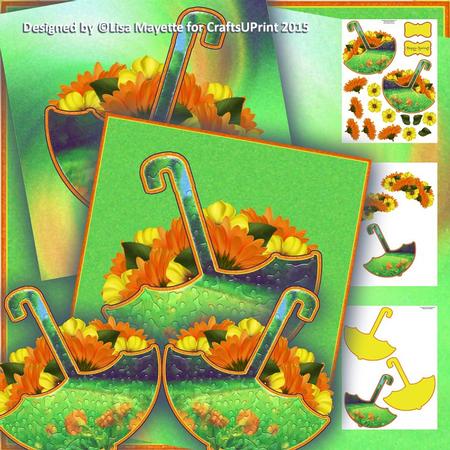 Spring Showers Umbrella Shaped Decoupage Mini Kit