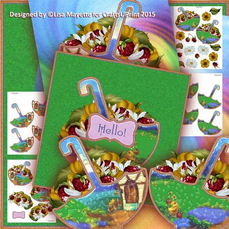 Cottage Fruit & Flowers Umbrella Shaped Decoupage Mini Kit