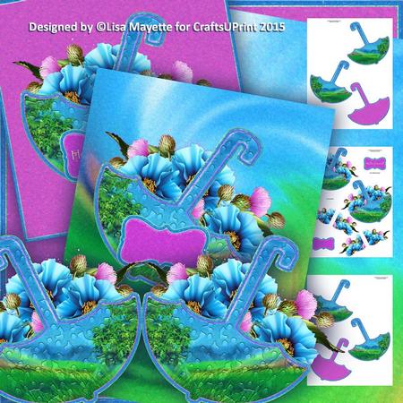 Morning Meadow Umbrella Shaped Card Decoupage Mini Kit
