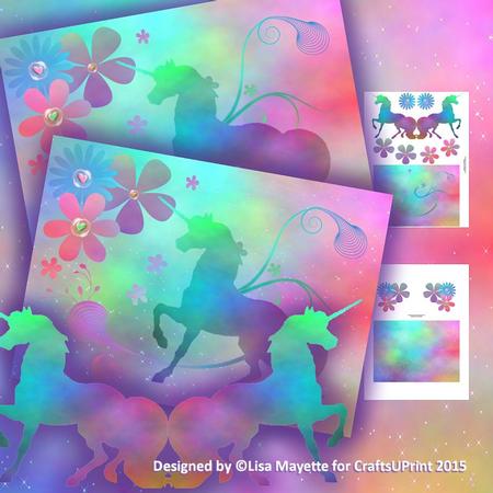 Pastel Rainbow Unicorn Shaped Decoupage Card Mini Kit