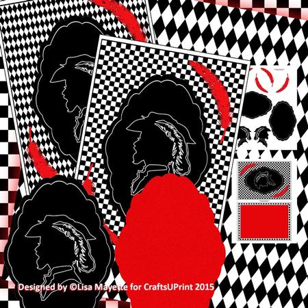 Red Cameo Man Qua-trefoil Shaped Decoupage Mini Kit