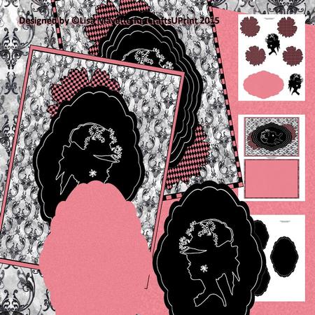 Pink Flower Bonnet Cameo Shaped Decoupage Pyramage Mini Kit