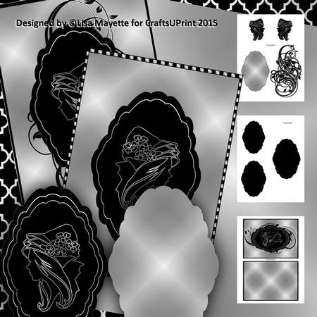 Silvery Cameo Shaped Decoupage Pyramage Mini Kit